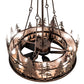 Meyda Lighting Tall Pines 44" 8-Light Mahogany Bronze Chandelier With Silver Mica Shade Glass and Fan