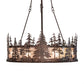 Meyda Lighting Tall Pines 44" 8-Light Mahogany Bronze Chandelier With Silver Mica Shade Glass and Fan
