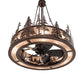 Meyda Lighting Tall Pines 44" 8-Light Mahogany Bronze Chandelier With Silver Mica Shade Glass and Fan