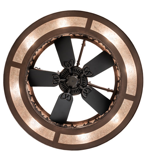 Meyda Lighting Tall Pines 44" 8-Light Mahogany Bronze Chandelier With Silver Mica Shade Glass and Fan
