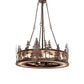 Meyda Lighting Tall Pines 44" 8-Light Mahogany Bronze Chandelier With Silver Mica Shade Glass and Fan