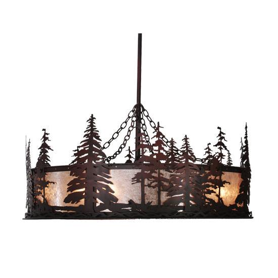 Meyda Lighting Tall Pines 44" 8-Light Rust Chandelier With Silver Mica Shade Glass and 29" Silver Fan