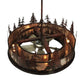 Meyda Lighting Tall Pines 44" 8-Light Rust Chandelier With Silver Mica Shade Glass and 29" Silver Fan