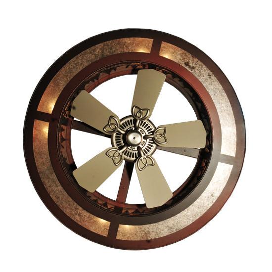 Meyda Lighting Tall Pines 44" 8-Light Rust Chandelier With Silver Mica Shade Glass and 29" Silver Fan