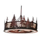 Meyda Lighting Tall Pines 44" 8-Light Rust Chandelier With Silver Mica Shade Glass and 29" Silver Fan