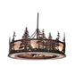 Meyda Lighting Tall Pines 44" 8-Light Rust Chandelier With Silver Mica Shade Glass and 29" Silver Fan