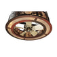 Meyda Lighting Tall Pines 44" 8-Light Rust Chandelier With Silver Mica Shade Glass and 29" Silver Fan
