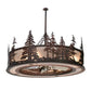 Meyda Lighting Tall Pines 44" 8-Light Rust Chandelier With Silver Mica Shade Glass and 29" Silver Fan
