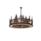 Meyda Lighting Tall Pines 44" 8-Light Rust Chandelier With Silver Mica Shade Glass and 29" Wood Fan