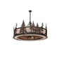 Meyda Lighting Tall Pines 44" 8-Light Rust Chandelier With Silver Mica Shade Glass and 29" Wood Fan