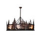Meyda Lighting Tall Pines 44" 8-Light Rust Chandelier With Silver Mica Shade Glass and 29" Wood Fan