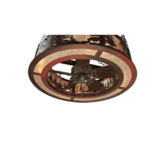 Meyda Lighting Tall Pines 44" 8-Light Rust Chandelier With Silver Mica Shade Glass and 29" Wood Fan