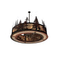 Meyda Lighting Tall Pines 44" 8-Light Rust Chandelier With Silver Mica Shade Glass and 29" Wood Fan