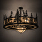 Meyda Lighting Tall Pines 45" 11-Light Black Chandelier With Beige Sahara Taupe Idalight Shade Glass and Fan