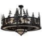 Meyda Lighting Tall Pines 45" 11-Light Black Chandelier With Beige Sahara Taupe Idalight Shade Glass and Fan