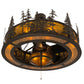 Meyda Lighting Tall Pines 45" 11-Light Oil Rubbed Bronze Chandelier With Amber Mica Shade Glass and Fan