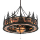 Meyda Lighting Tall Pines 45" 11-Light Oil Rubbed Bronze Chandelier With Silver Mica Shade Glass and Fan