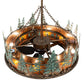 Meyda Lighting Tall Pines 45" 12-Light Antique Copper & Green Trees Chandelier With Amber Mica Shade Glass and Fan