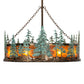 Meyda Lighting Tall Pines 45" 12-Light Antique Copper & Green Trees Chandelier With Amber Mica Shade Glass and Fan