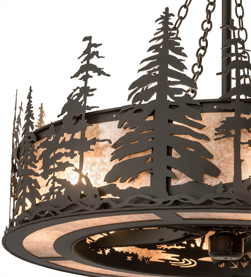 Meyda Lighting Tall Pines 45" 12-Light Oil Rubbed Bronze Chandelier With Silver Mica Shade Glass