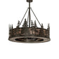 Meyda Lighting Tall Pines 45" 12-Light Oil Rubbed Bronze Chandelier With Silver Mica Shade Glass and Fan