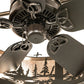Meyda Lighting Tall Pines 45" 12-Light Oil Rubbed Bronze Chandelier With Silver Mica Shade Glass and Fan