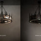 Meyda Lighting Tall Pines 45" 12-Light Oil Rubbed Bronze Chandelier With Silver Mica Shade Glass and Fan