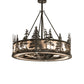 Meyda Lighting Tall Pines 45" 12-Light Oil Rubbed Bronze Chandelier With Silver Mica Shade Glass and Fan