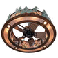 Meyda Lighting Tall Pines 45" 16-Light Vintage Copper & Oil Rubbed Bronze Chandelier With Silver Mica Shade Glass and Fan