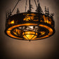 Meyda Lighting Tall Pines 45" 19-Light Black Wildlife Chandelier With Amber Mica Shade Glass and Fan