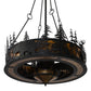 Meyda Lighting Tall Pines 45" 19-Light Black Wildlife Chandelier With Amber Mica Shade Glass and Fan