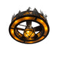 Meyda Lighting Tall Pines 45" 19-Light Black Wildlife Chandelier With Amber Mica Shade Glass and Fan