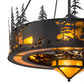 Meyda Lighting Tall Pines 45" 19-Light Black Wildlife Chandelier With Amber Mica Shade Glass and Fan