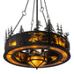 Meyda Lighting Tall Pines 45" 19-Light Black Wildlife Chandelier With Amber Mica Shade Glass and Fan