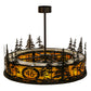 Meyda Lighting Tall Pines 45" 20-Light Copper Vein Chandelier With Ambra Siena Idalight Shade Glass and Fan