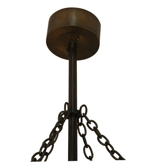 Meyda Lighting Tall Pines 45" 20-Light Dark Burnished Antique Copper Chandelier With Ambra Siena Idalight Shade Glass and Fan