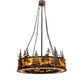 Meyda Lighting Tall Pines 45" 24-Light Antique Copper Chandelier With Ambra Siena Idalight Shade