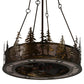 Meyda Lighting Tall Pines 45" 24-Light Antique Copper Chandelier With Silver Mica Shade Glass and Fan