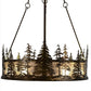 Meyda Lighting Tall Pines 45" 24-Light Antique Copper Chandelier With Silver Mica Shade Glass and Fan