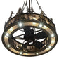 Meyda Lighting Tall Pines 45" 24-Light Antique Copper Chandelier With Silver Mica Shade Glass and Fan