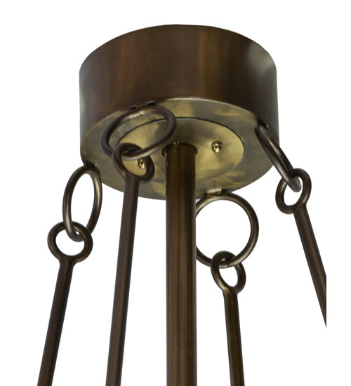 Meyda Lighting Tall Pines 45" 24-Light Antique Copper Chandelier With Silver Mica Shade Glass and Fan