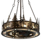 Meyda Lighting Tall Pines 45" 24-Light Antique Copper Chandelier With Silver Mica Shade Glass and Fan