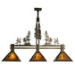 Meyda Lighting Tall Pines 45" 3-Light Antique Copper Island Pendant Light With Amber Mica Shade Glass