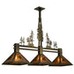 Meyda Lighting Tall Pines 45" 3-Light Antique Copper Island Pendant Light With Amber Mica Shade Glass
