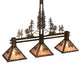 Meyda Lighting Tall Pines 45" 3-Light Antique Copper Island Pendant Light With Silver Shade Glass