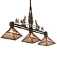 Meyda Lighting Tall Pines 45" 3-Light Antique Copper Island Pendant Light With Silver Shade Glass