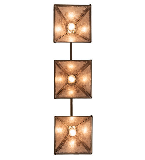 Meyda Lighting Tall Pines 45" 3-Light Antique Copper Island Pendant Light With Silver Shade Glass