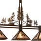 Meyda Lighting Tall Pines 45" 3-Light Antique Copper Island Pendant Light With Silver Shade Glass