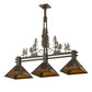 Meyda Lighting Tall Pines 45" 3-Light Timeless Bronze Island Pendant Light With Amber Mica Shade Glass