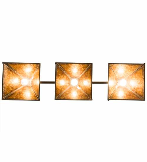 Meyda Lighting Tall Pines 45" 3-Light Timeless Bronze Island Pendant Light With Amber Mica Shade Glass